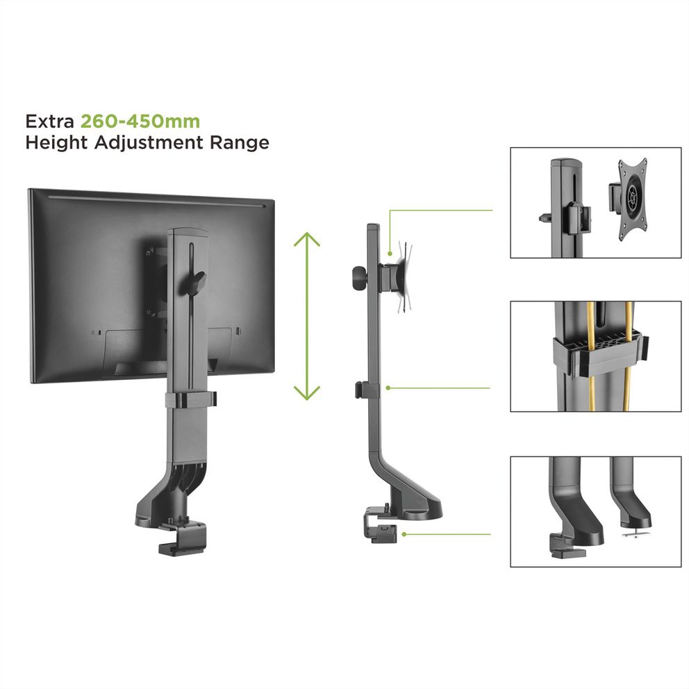 VALUE 17.99.1179 - Bras de moniteur simple, 75x75 / 100x100, 8kg