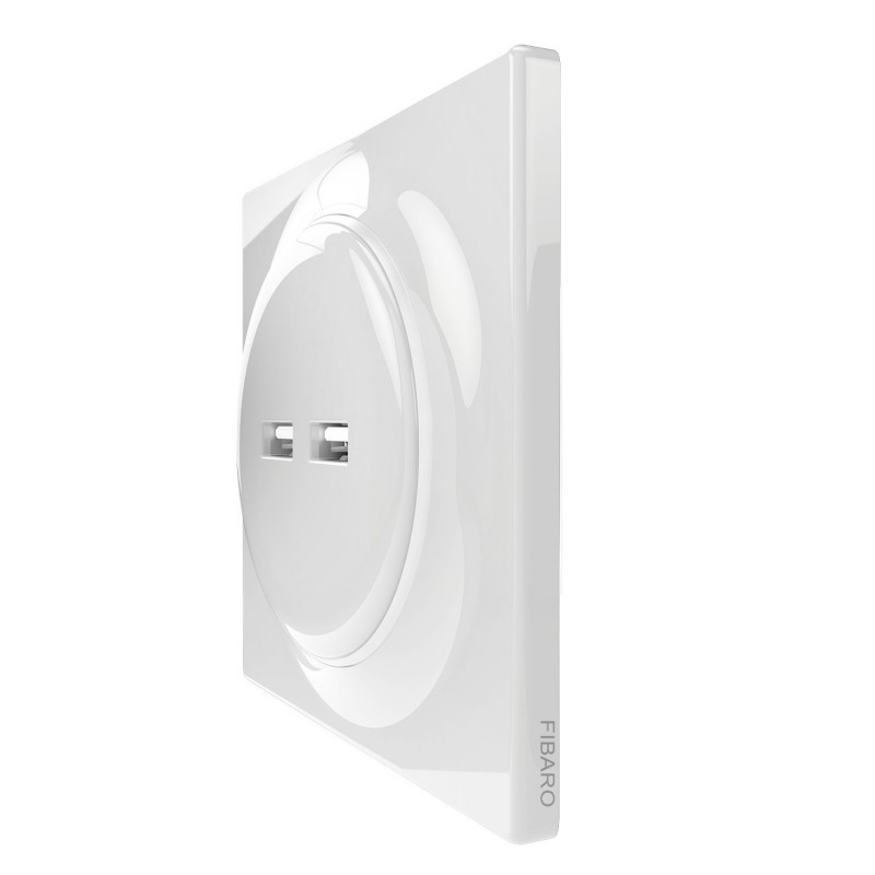 Fibaro Walli N USB Outlet FGWU-021 - Prise murale double USB tout-en-un classique (non domotique)