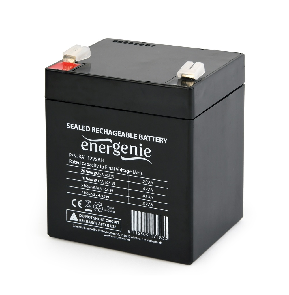 BAT-12V5AH – 12 Batterie AGM  12 V -  5.0 Ah - 90 x 70 x 101 mm (lxwxh)