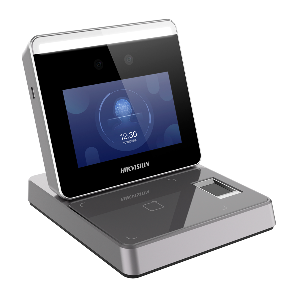 Hikvision DS-K1F600U-D6E-F Lecteur d'inscription de cartes, d'empreintes digitales et de visage Cartes EM 125 kHz et MF 13.56 MHz Caméra 2 Mpx  TCP/IP, WiFi et USB Plug &amp; Play Logiciel iVMS-4200