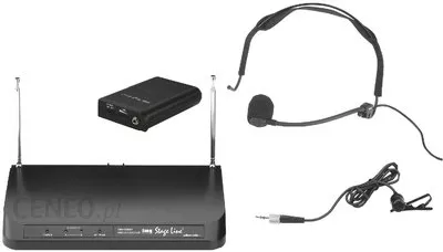 Monacor TXS-133SET 197,10 MHz Ensemble 1 microphone de tête, 1 microphone lavande, 1 émetteur de poche, 1 récepteur