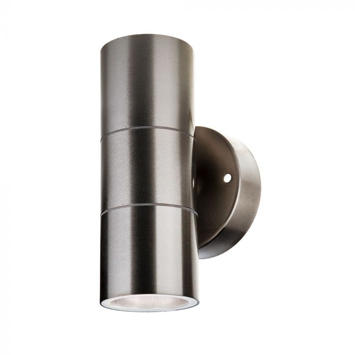 VT-7622  Spot mural double LED 2xGU10 en acier inoxydable IP44 - Gris satiné