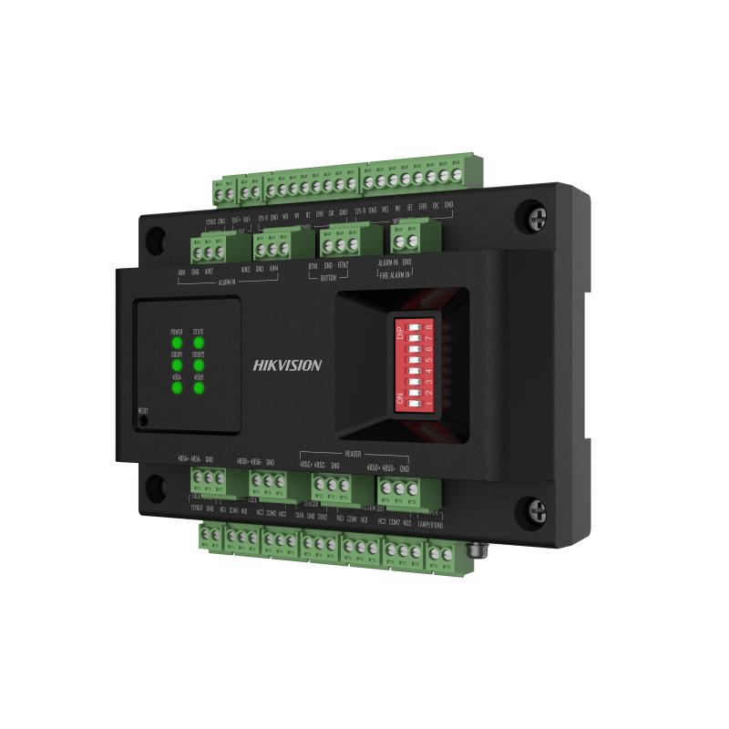 DS-K2M002X Module Supports 2 door control. It can connect with access controller via RS-485