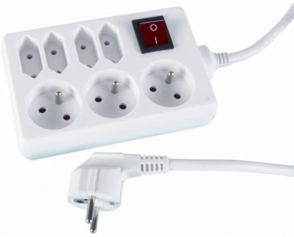 VT-1177-7  Cube Bloc multiprises 7X  avec interrupteur et câble 1,5m blanc