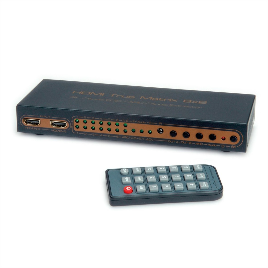 VALUE HDMI 4K Matrix Switch, 6 x 2, with Remote Control