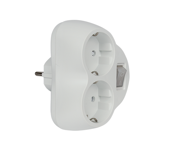 ELMARK ADAPTOR DOUBLE WITH  SWITCH 16A 250V