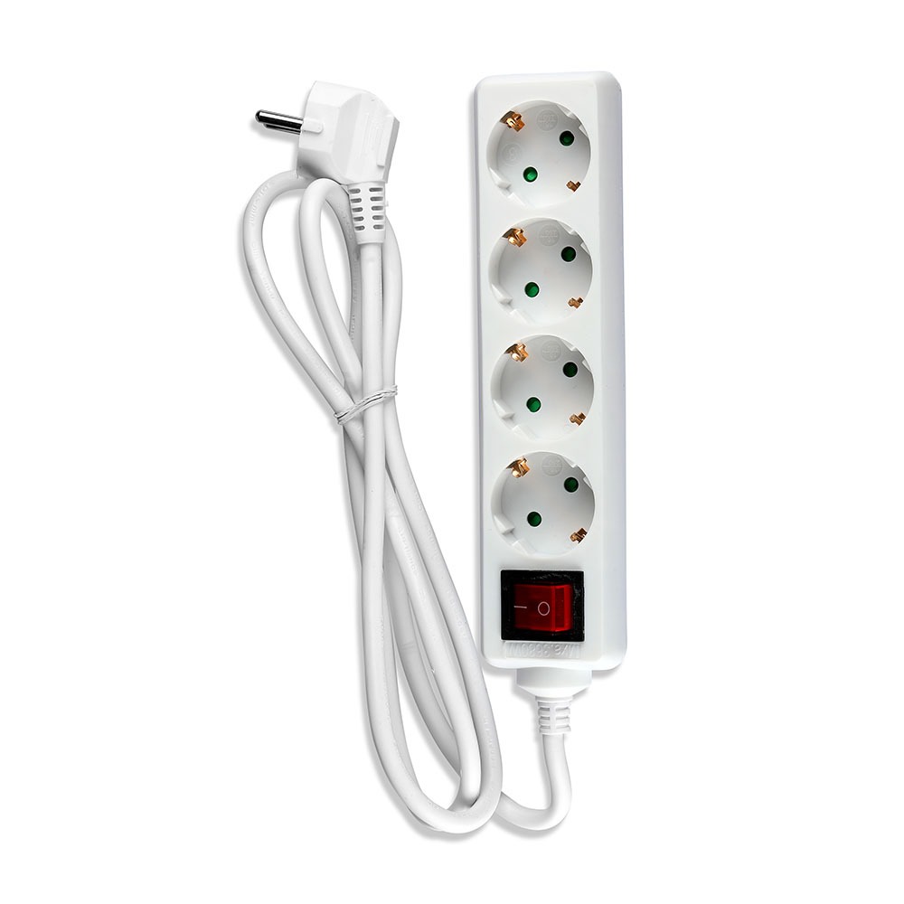 VT-1164-4 Bloc multiprise 4X avec interrupteur et câble 1,5m blanc
