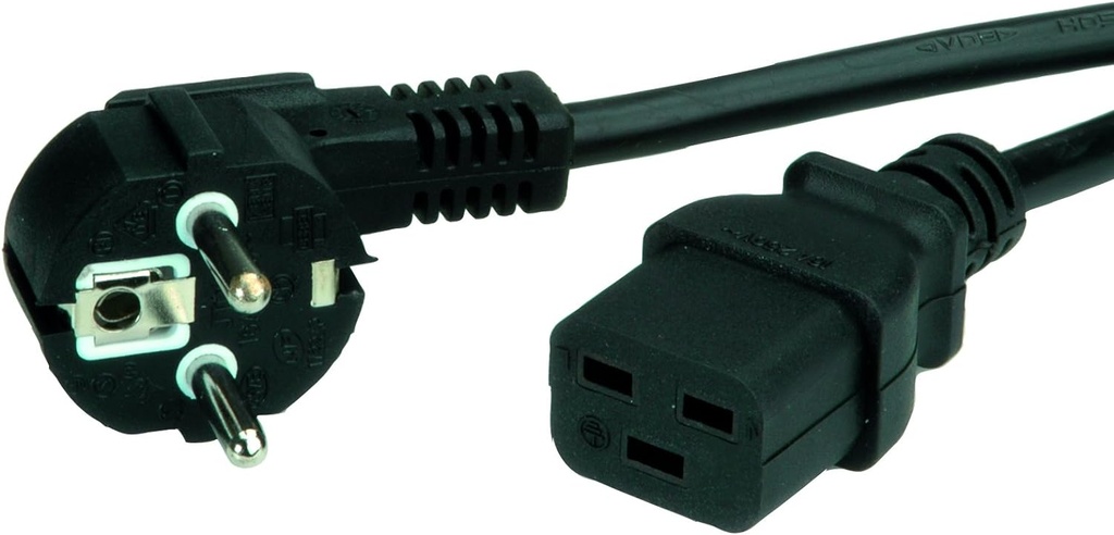 VALUE Power Cord 3P German Type, IEC320 - C19 16A, black, 2 m