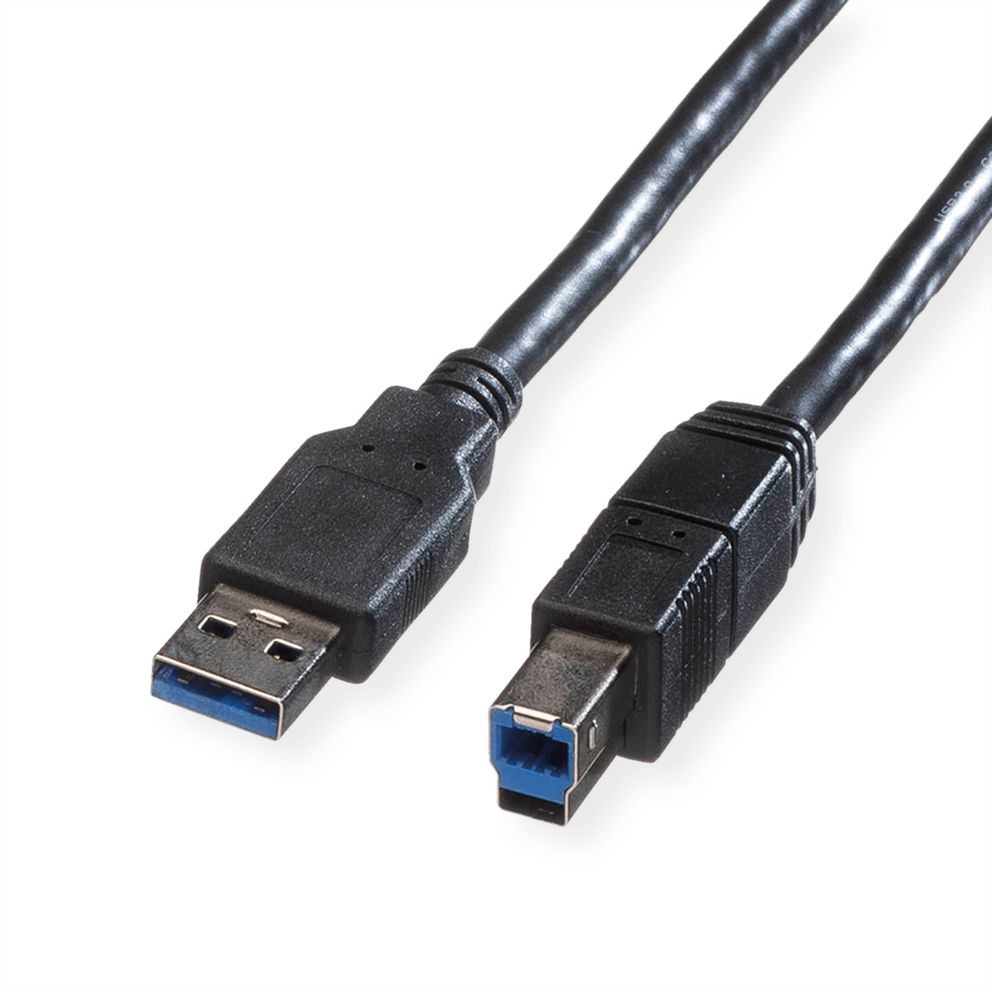 ROLINE USB 3.2  Cable, A - B, M/M, black, 1.8 m