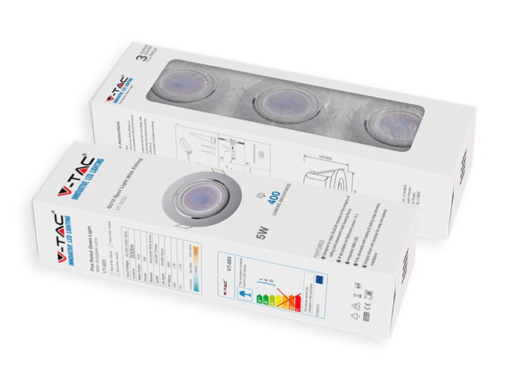 VT-3333 GU10 SPOT LIGHT WITH FITTING -WHITE BODY 3PCS/PACK