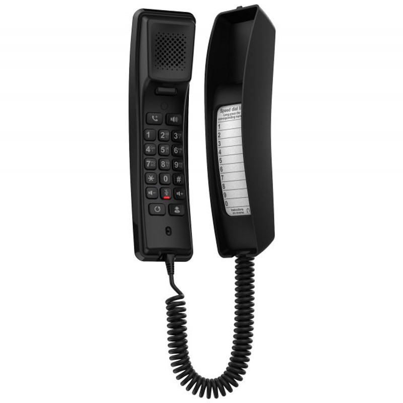 Fanvil - H2 Téléphone SIP mural filaire monobloc pour hôtels et bâtiments accueillant du public Noir