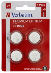 [CR2025-4]  Verbatim CR2025 3V Lithium Battery (4 pack)