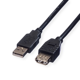 [11.02.8947] ROLINE USB 2.0 Cable, A - A, M/F, black, 0.8 m