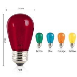 [AV-S142-5] AV-S142 AVINET Ampoules S14 Colorées 2W - E27 Pack 5x Ampoules (Bleu-Rouge-Vert-Jaune-Violet)
