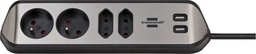 [1153594410] Brennenstuhl ESL0202USB Prolongateur multiprise avec fonction de charge USB 4 voies 2x contact de protection &amp; 2x Euro argent/noir