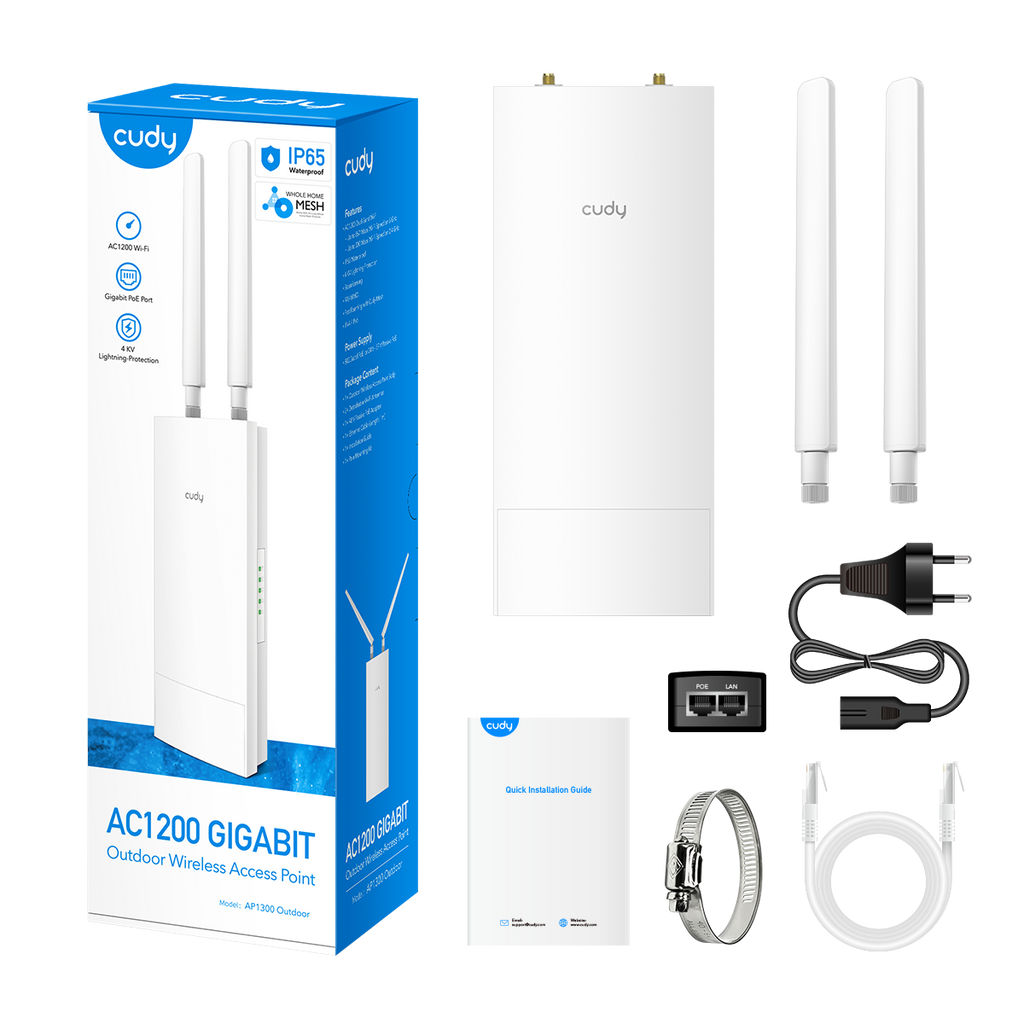 Cudy AP1300 Outdoor Point d'accès extérieur Gigabit WiFi AC1200