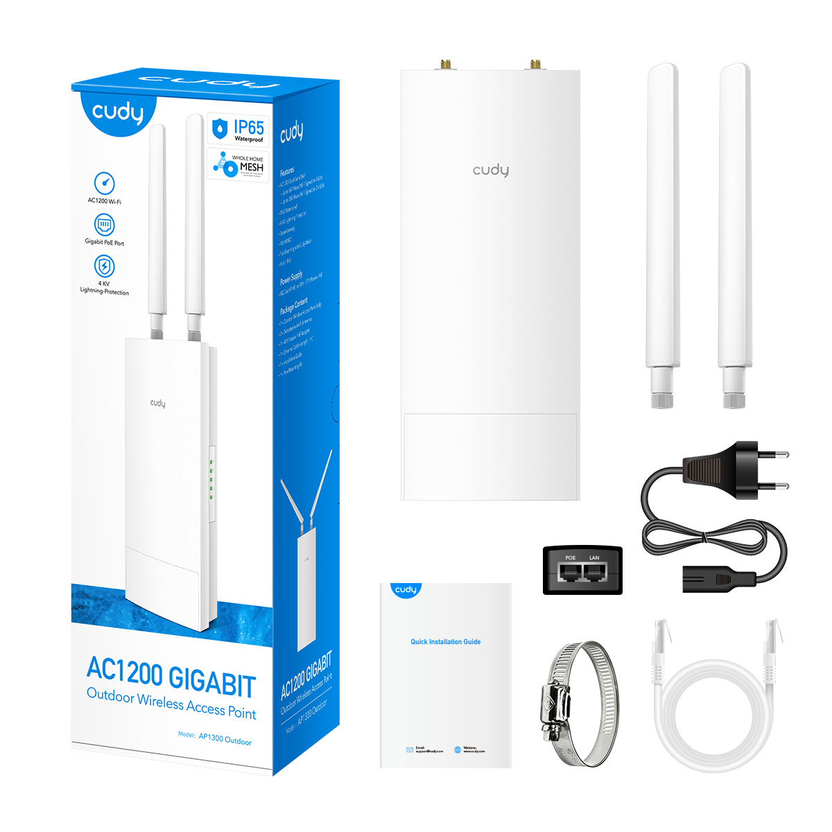 Cudy AP1300 Outdoor Point d'accès extérieur Gigabit WiFi AC1200