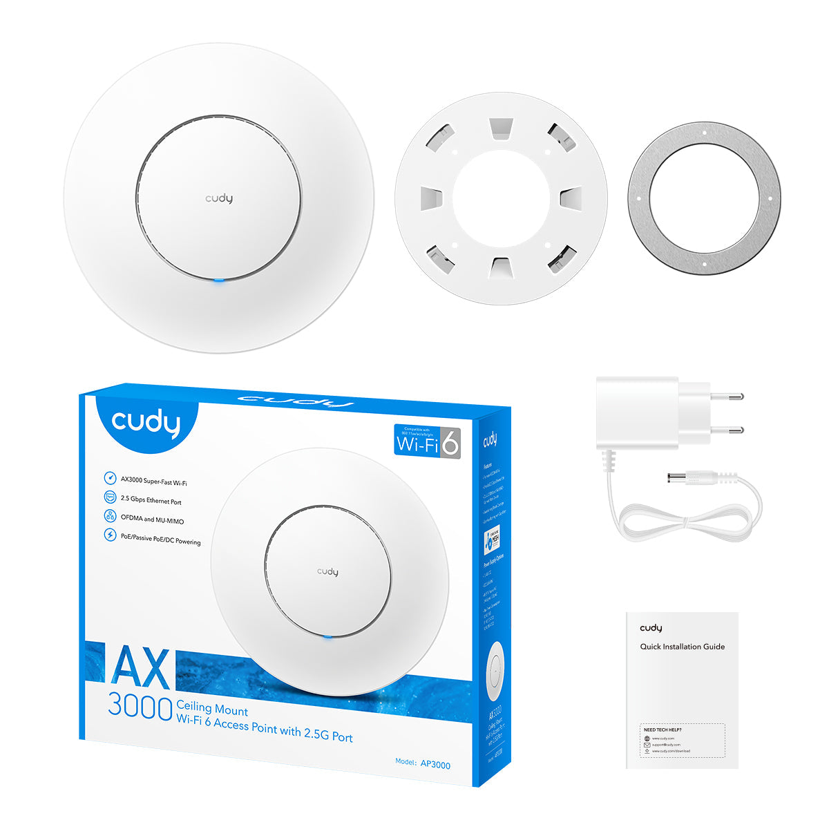 Cudy AP3000_P Point d'accès AX3000 WiFi 6 2,5G