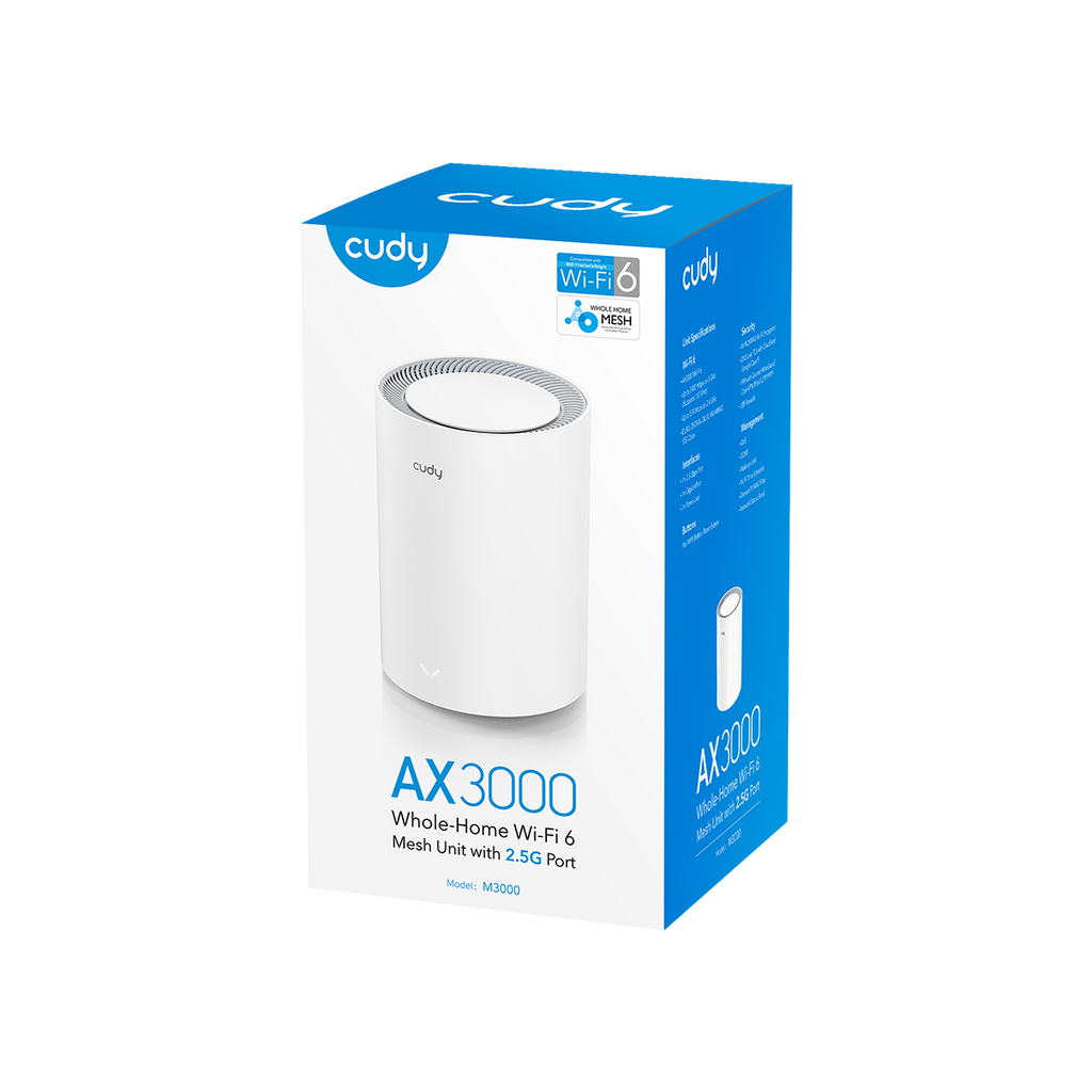 Cudy M3000_W(1/2/3-Pack) Solution Wi-Fi 6 Mesh 2,5G AX3000
