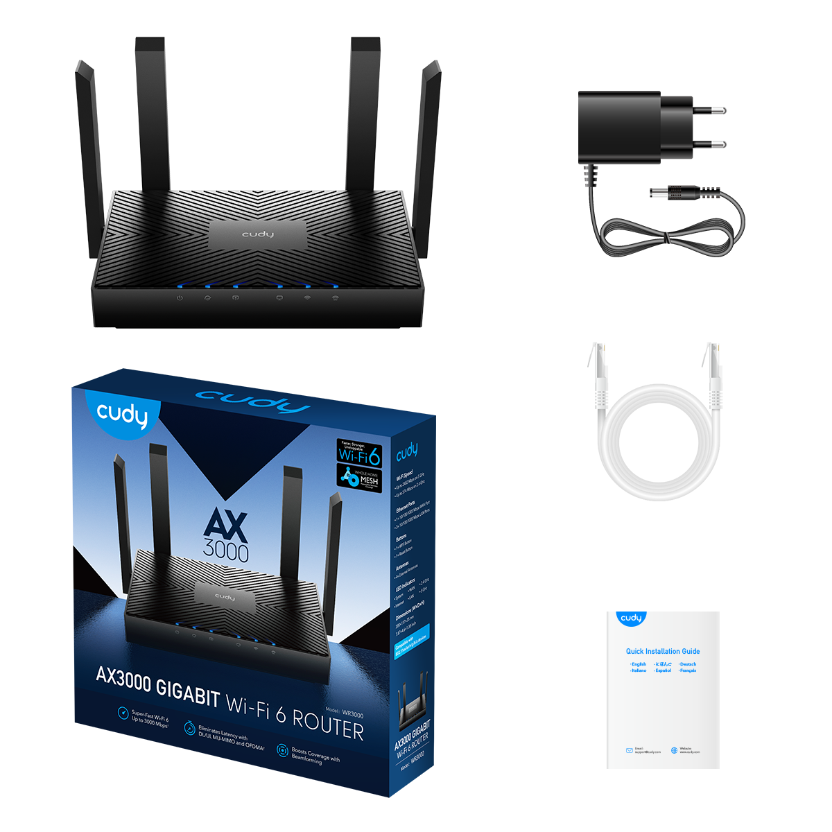 Cudy WR3000 Routeur mesh Wi-Fi 6 Gigabit AX3000