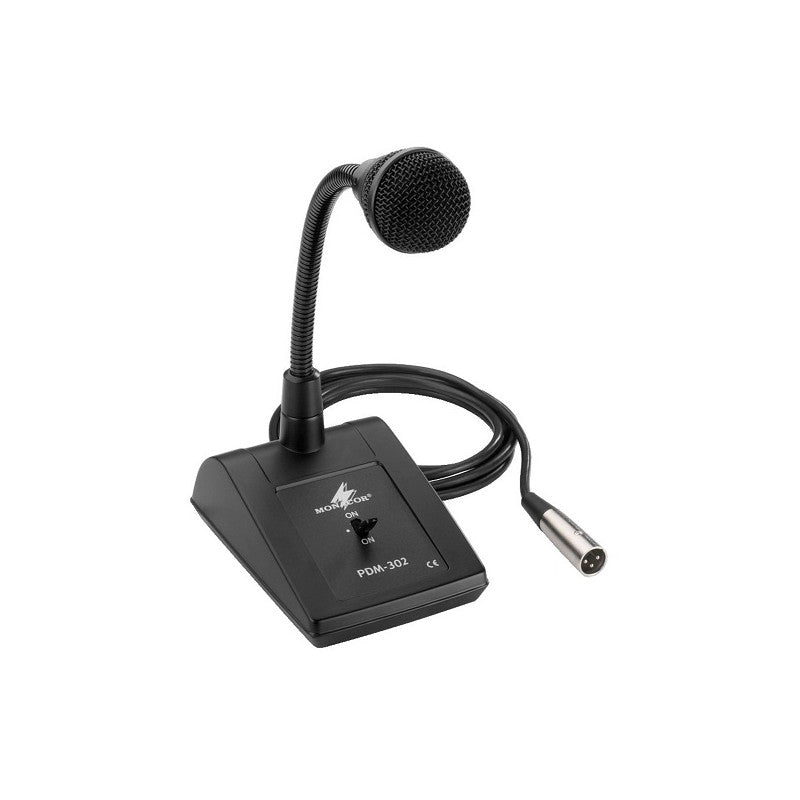 PDM-302-MICRO TABLE PA XLR Interrupteur silencieux PTT (Push to Talk) (appuyer pour parler) MA(M) Cordon 5 m avec fiche XLR mele
