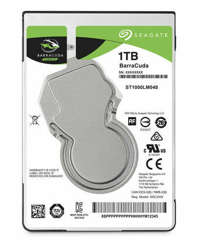 1TB Hard Drive - 2.5" Internal - SATA (SATA/600) - 5400rpm Seagate BarraCuda ST1000LM048